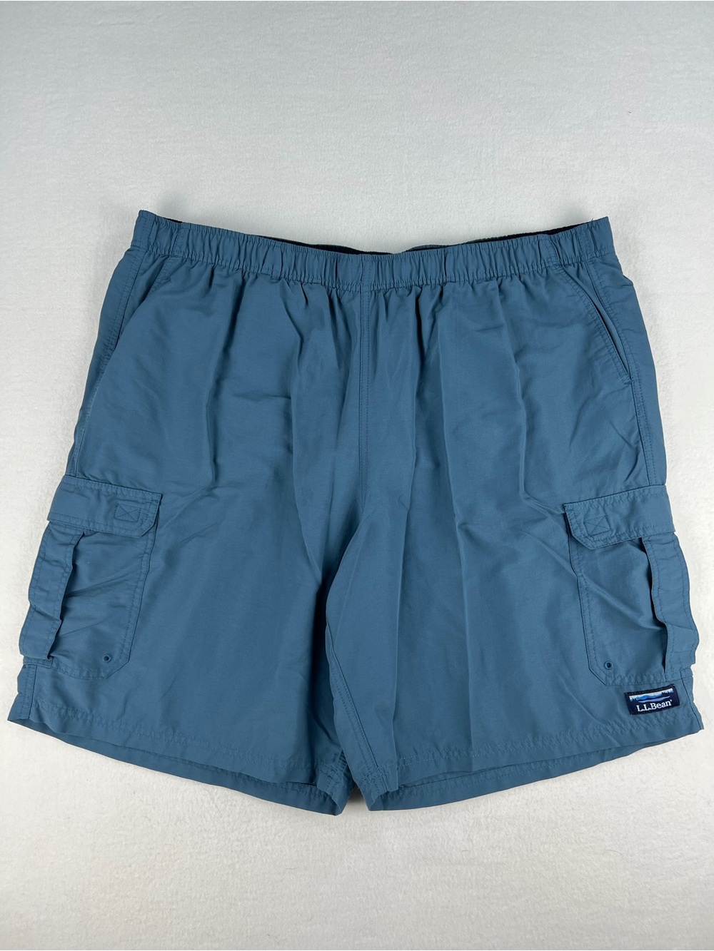 LL Bean Mens Classic Supplex Sport Blue Cargo Shorts 9” Inseam Size XXL